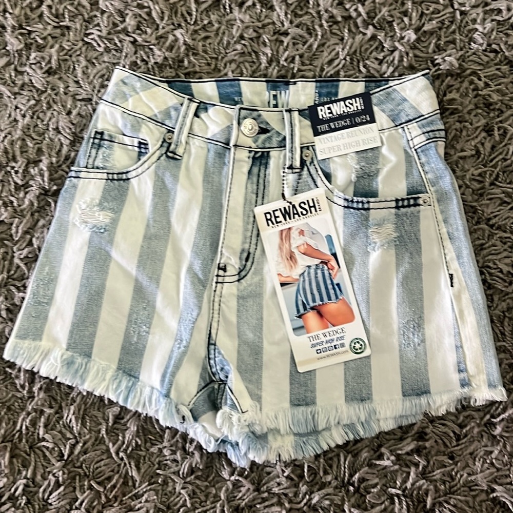 New Jean striped shorts size 0